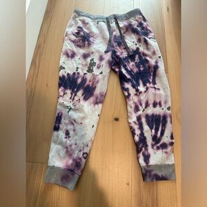 FILA French Terry Tie Dye Jogger Sweatpants Grey Purple Large